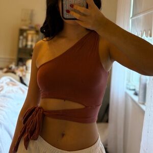 One-Shoulder Rust Top